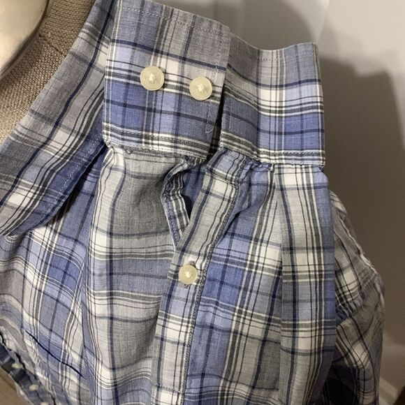 Michael Kors | Men’s Button Down Blue Grey Plaid Slim fit Dress Shirt - Picture 8 of 9